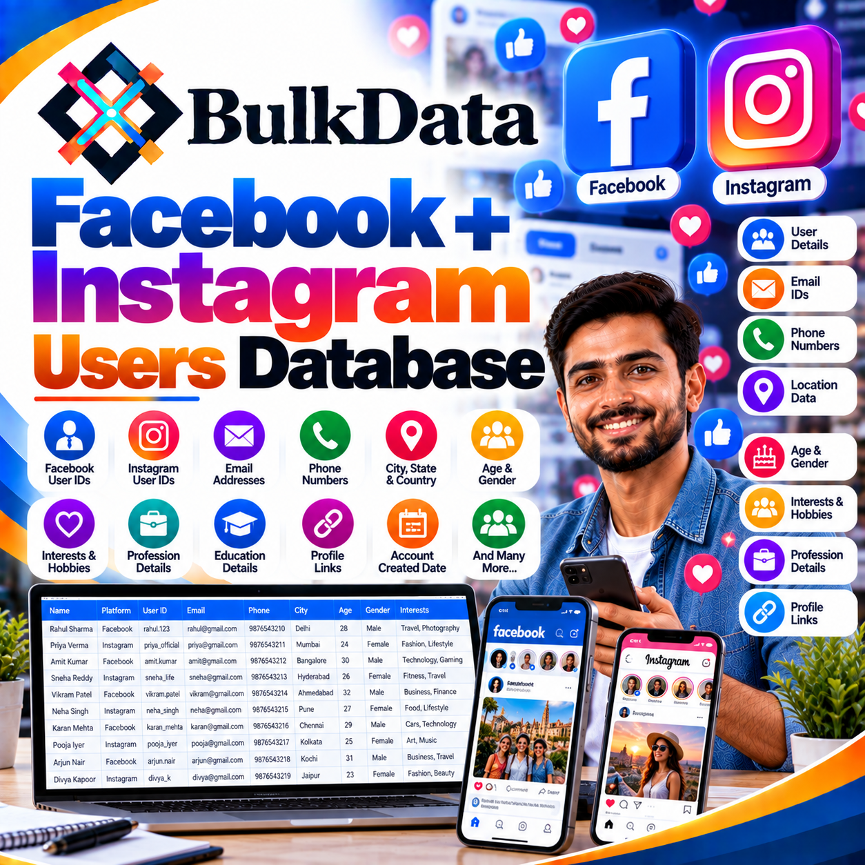 Facebook and Instagram  users Database